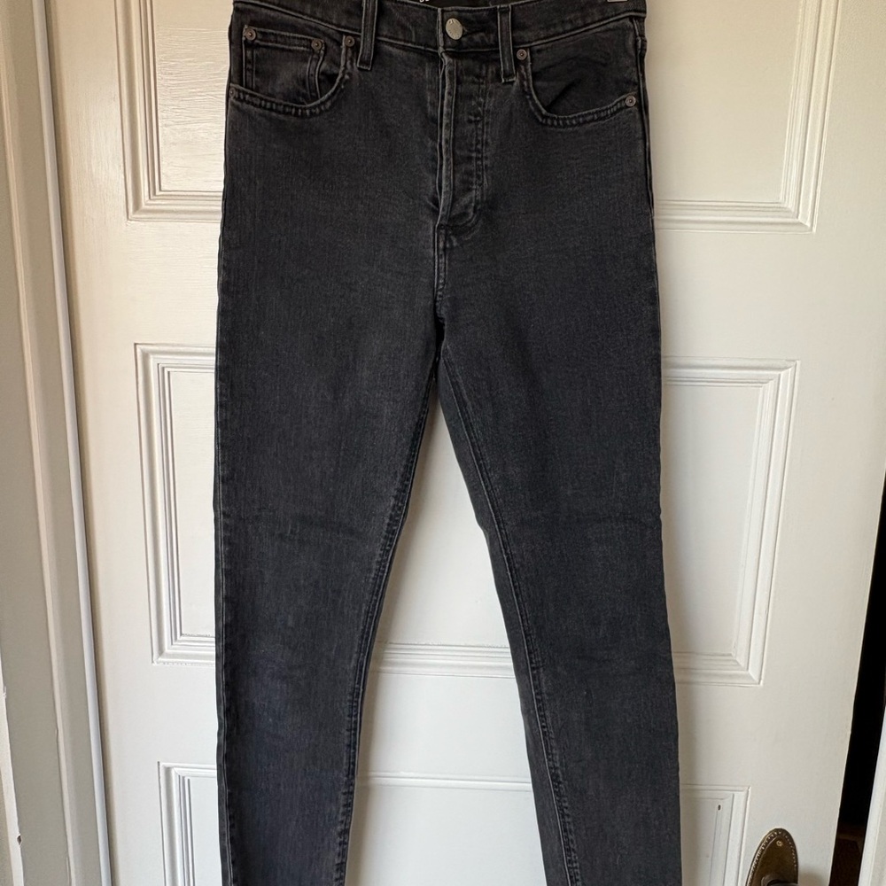 Denim Forum The Yoko High Rise Slim Black Jeans
